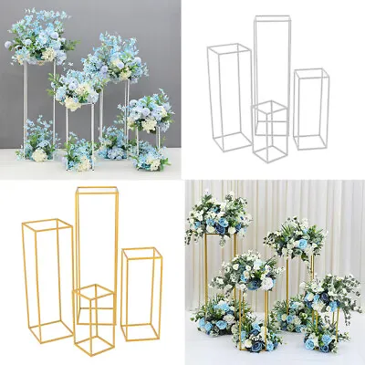 60/80cm Tall Metal Geometric Stand Flower Vase Holder Party Wedding Centerpieces • £9.95