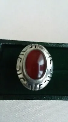 Sterling Silver With Red Semi Precious Stone Ring. Size L1/2.  • £35