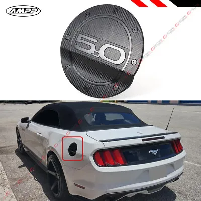 For 15-2023 Ford Mustang 5.0 Carbon Fiber Texture Add-on Gas Fuel Door Cover Cap • $22.99