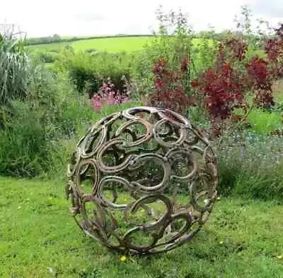 Horseshoe Sculpture Garden Feature Sphere Ball 60cm Hand Crafted FREE UK POSTAGE • £179.99