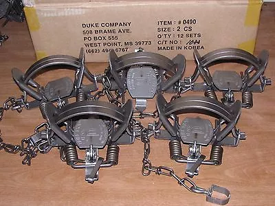 5 Duke #2 Coil Spring Traps Raccoon Coyote Bobcat Fox Lynx Otter New Sale  • $74.83