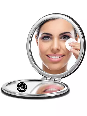 1X/10X(300R) Magnifying Compact Mirror With PU Leather Ultra-Portable For Purse • $8.70