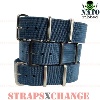 Ribbed Premium NATO® PETROL NAVY BLUE Corrugated Military Diver Watch Strap Band • $27.95