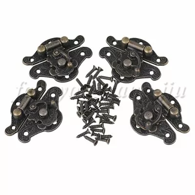 $10.96 • Buy 4pcs Antique Bronze Small Box Lock Latch Catch For Jewelry Box Cabinet