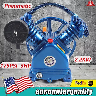 175PSI 3HP Twin-Cylinder Air Compressor Pump Motor Head 2- Stage 21CFM V Style • $215