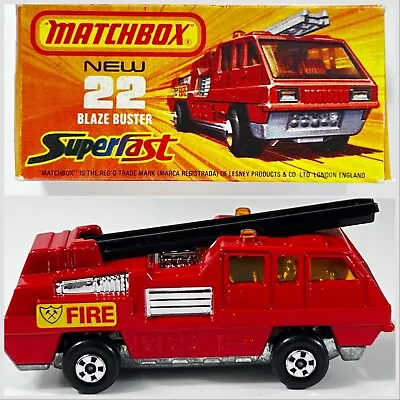 Matchbox Superfast NEW Red 22 Blaze Buster Black Ladder Early Version #02A W/Box • $74.88