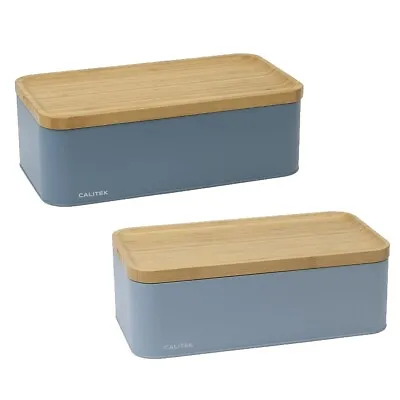 Bread Bin Storage Box With Bamboo Chopping Board Lid Calitek • £22.99