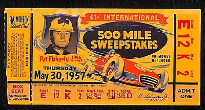 1957 Indy 500 Ticket / IMS 500 Mile Sweepstakes Ticket Stub - Seat 2 VGC • $54.99