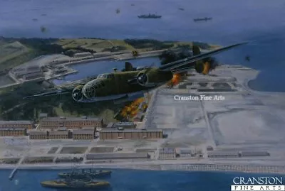 Dollittle Raiders Aviation Art Print B25 Mitchell Bomber Bombing  Yokosuka Yard  • £30