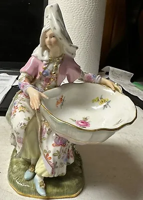 Antique Meissen Porcelain Large Woman Figurine Sweetmeat Serving Dish • $135.50