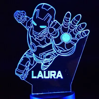 Ironman Night Light | Personalised 3D Marvel Nightlight | Avengers | Superhero • £11.95