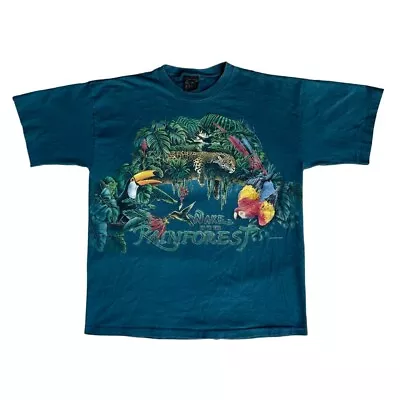 Vintage 90s Wake Up To The Rainforest Single Stitch T-Shirt - Sz XL • $29.99