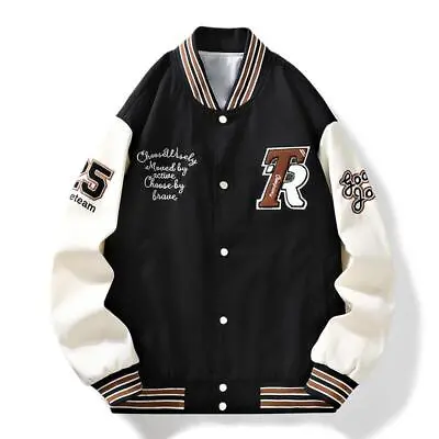 Men’s Bomber Jacket Varsity Baseball Coat Warm Winter College • £47.88