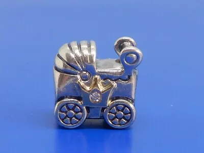 Pandora Royal Baby 2013 Pram Gold Two Tone Charm ALE 925 791209CZ • £55