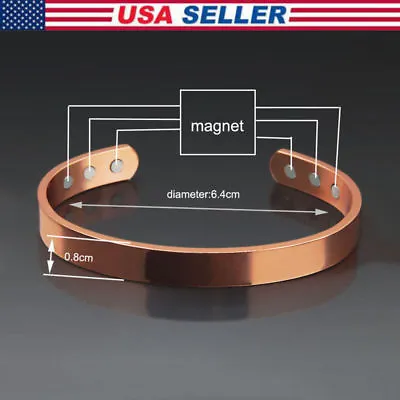 Copper Magnetic Bracelet Arthritis Pain Energy MEN WOMEN ADJUSTABLE CUFF NEW US • $8.99