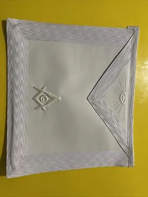 Master Mason MASONIC REGALIA MM WHITE Synthetic LEATHER Apron 16  X 14  • $29