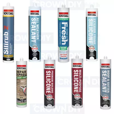 £5.95 • Buy Soudal Silicone Sealants Caulks Fillers General Purpose Waterproof 300ml Tubes