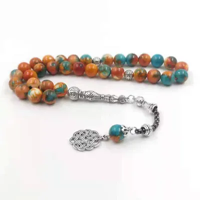 Tasbih Rainbow Agate Stone Muslim Prayer Beads Bracelet Islamic Rosary Eid Gift • $11.88