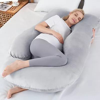 U Shaped Side Sleeper Pregnancy Pillow - Maternity Cushion For Pregnant Mom GRAY • $35.99