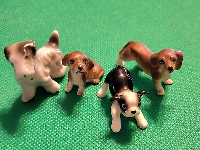 Lot Of 4 Vtg Miniature Dog Puppy Porcelain Figurines Dachshunds Boxer Terrier • $10