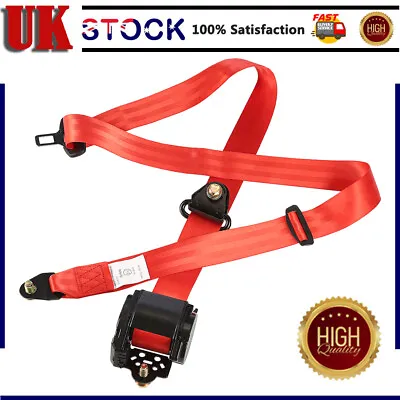 Universal 2 Sets 3 Point Inertia Seat Belt Car Truck Adjustable Safety Belts Red • £31.95