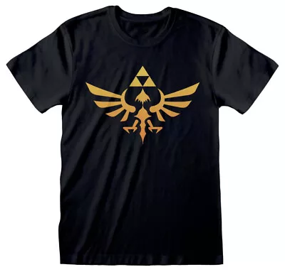 Nintendo The Legend Of Zelda Hyrule Kingdom Logo Black T-Shirt OFFICIAL • £14.99