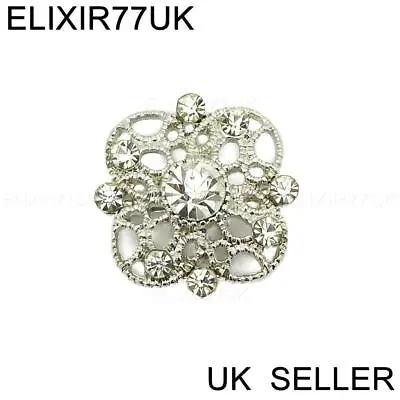£2.79 • Buy New Small Silver Diamante Crystal Brooch Pin Bouquet Job Lot Wedding Bridal Gift