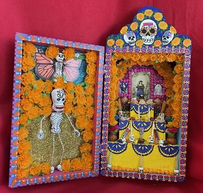 Mexican Folk Art Day Of The Dead Altar Shrine Box By Máster Horacio Gavito • $250