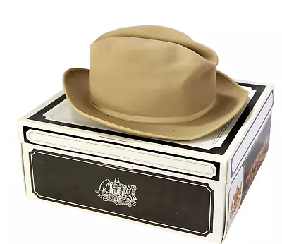 Vintage 1950s Stetson Beaver Cowboy Fedora Hat Original Box 3X Beaver Western • $110