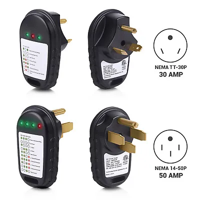 125v 30A 50A RV Circuit Analyzer Pedestal Tester Led Trailer Wiring Power Plug • $20.15