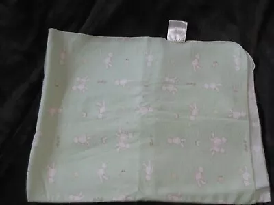 Baby Martha Stewart Teddy Bear Duck Receiving Blanket Cotton Flannel Green • $22.39