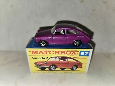 Vintage 1969 Mint In Box MIB Matchbox Volkswagen 1600TLVW67SuperfastPurple • $55