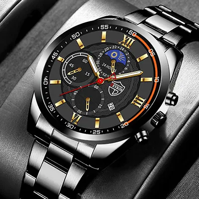 £7.19 • Buy DEYROS Mens Stainless Steel Wrist Watch Business Casual Date Analog Quartz Watch