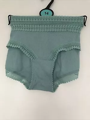 Ex Marks & Spencer M&S Womens Sea Green High Leg Knickers Briefs Size 14 • £3.99