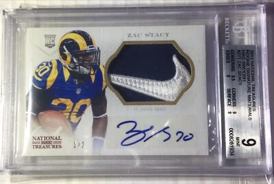 $150 • Buy 2013 National Treasures Zac Stacy Nike Swoosh Patch Auto 1/2 BGS 9/10