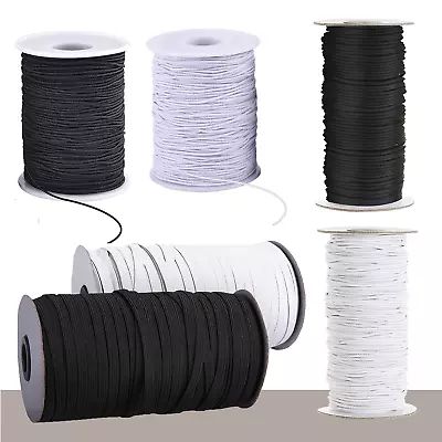 £2.79 • Buy Elastic Black White Round Flat 1mm/1.5mm/2mm/2.5mm/3mm/5mm Sewing Craft Masks