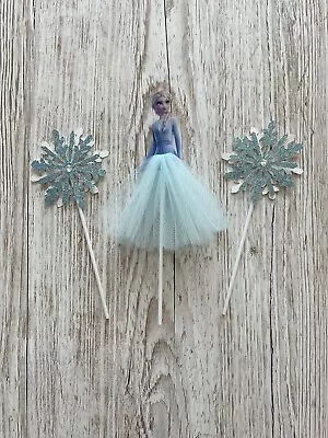 £6.99 • Buy Frozen 2 Elsa And  Snowflake Cake Topper Birthday Cake Decorations Set