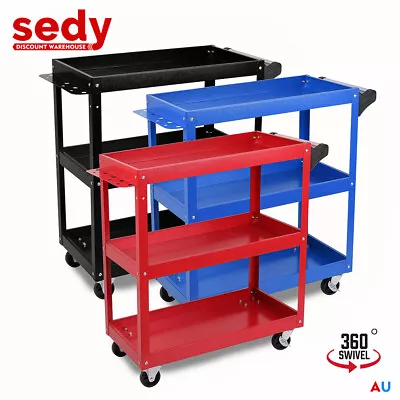 Tool Trolley 3-Tier Workshop Cart Rolling Steel Parts Storage Handyman 150KG • $54.99