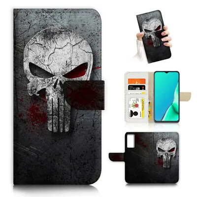 $13.99 • Buy ( For Oppo A57 / A57S ) Wallet Flip Case Cover AJ23496 Horror Skull