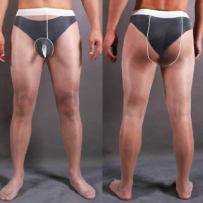 Men's Ultra Sheer Stockings Shiny Glossy Pantyhose Tights Penis Sheath Underwear • $11.39