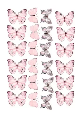 Butterflies Pink  Edible Cupcake Toppers Birthday Party Decoration • £4.39