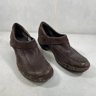 Merrell Luxe Wrap Espresso Leather Slip On Studded Wedge Clogs Shoes Womens  7 • $18.97