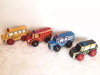 Vintage Montgomery Schoolhouse Inc. Wood Cars Trucks Set Of 4 Vermont • $5