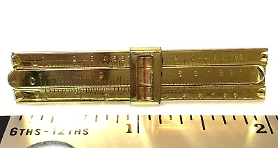 Vintage Gold Slide Rule Tie Clip Moving Measurement Parts Magnifying Viewer MINT • $14.95