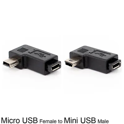 90 Degree Right Left Angle Mini Usb Type A Male To Micro Usb Female Adapte-x$ • $1.17