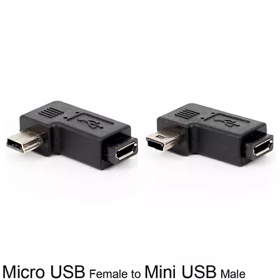 90 Degree Right Left Angle Mini USB Type A Male To Micro USB Female Adapter.hap • $2.46