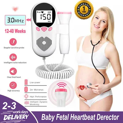 UK Doppler Fetal Heart Beat Rate Baby Detector Probe Prenatal Monitor Ultrasonic • £14.93
