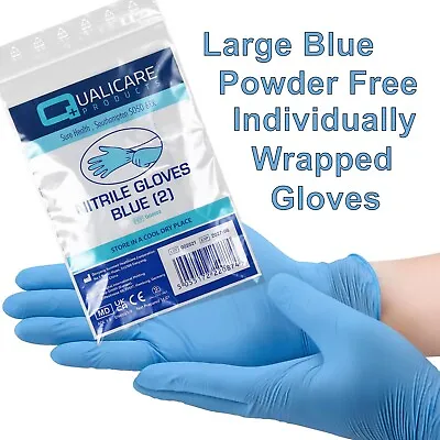 Blue & Clear Vinyl Nitrile Gloves - Powder Free Medical - Individually Packed • £3.49