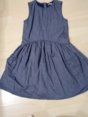 Girls Marks And Spencer Indigo Collection Denim Chambray Dress Age 8-9-10 • £6.90