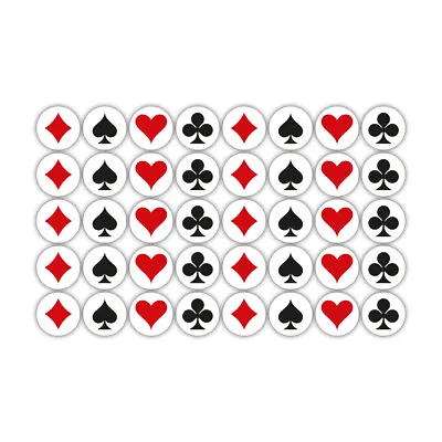 40 X Playing Card Suit Stickers For Cards Decoration Glass Decals - 25mm Circle • £2.15